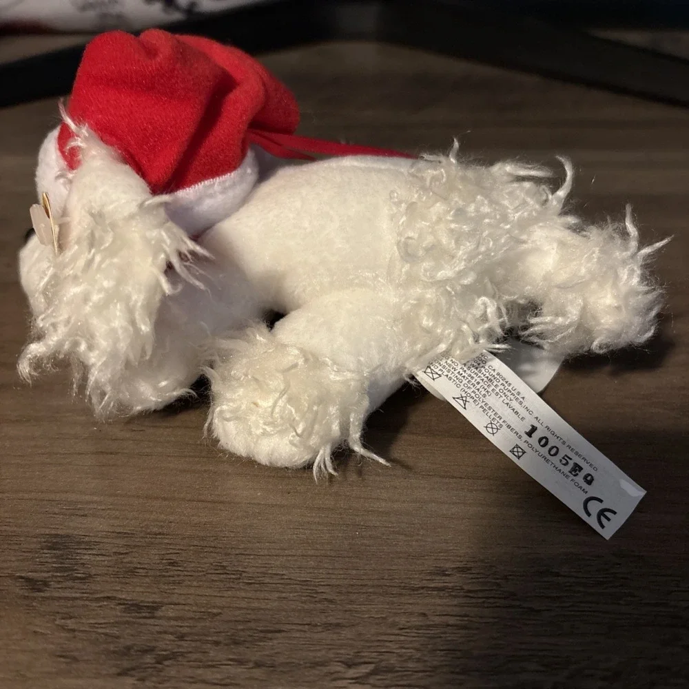 Pound Puppies Christmas‎ Plush 2004 Mattel White Dog Santa NWT Holiday Ornament